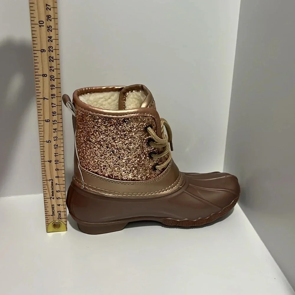 JOSMO Girls Rose Gold Glitter Duck Boots size 2